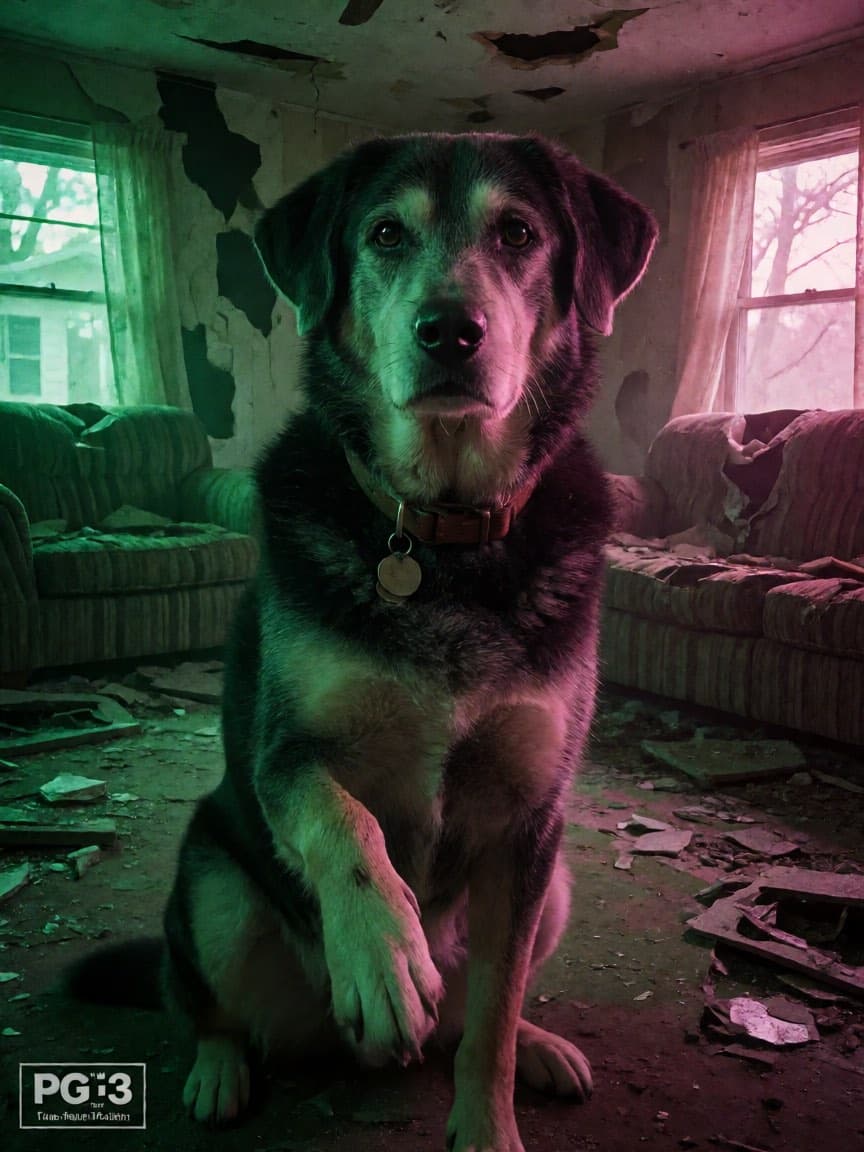 Zombie-Hund mit Halsband greift nach seinem Besitzer – KI-Video-Variante Zombie-Hund